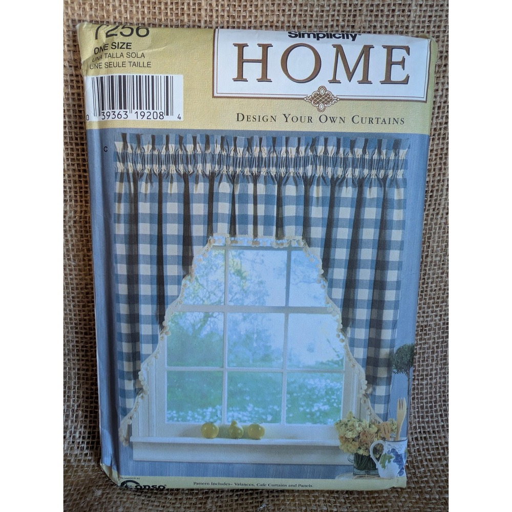 Simplicity 7256 Home Design Your Own Curtains Sewing Pattern Valance Panels Swag